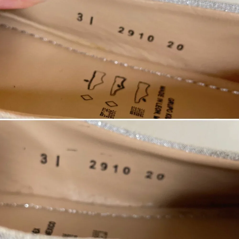 KidExpress Silver Glitter Bow Ballet Flats Size EU 31
